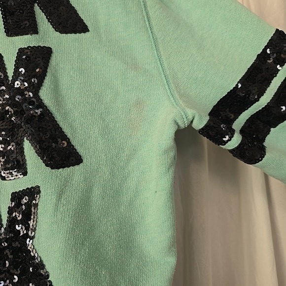 Victoria's Secret Pink Sequin Bling Perfect Zip Hoodie Aqua Sz L Y2K 90s Vibes - Picture 9 of 16